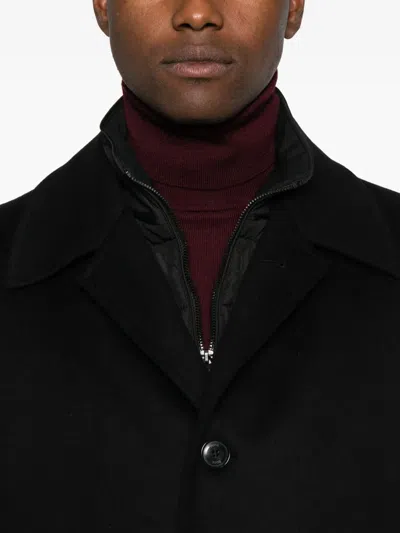 Hugo Boss Mid-length Wool-cashmere Blend Coat In Black