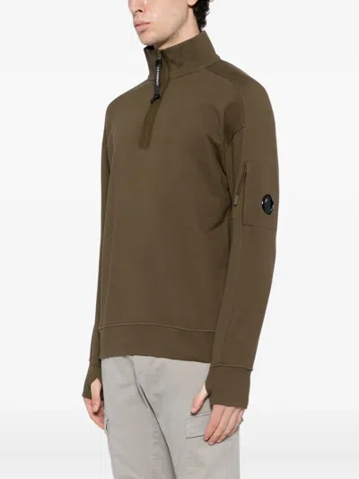 C.p. Company Logo-plaque Cotton Sweatshirt In Brown