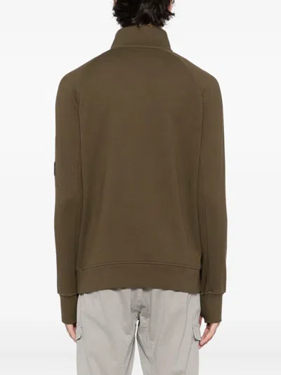 C.p. Company Logo-plaque Cotton Sweatshirt In Brown