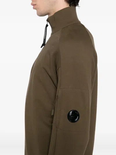 C.p. Company Logo-plaque Cotton Sweatshirt In Brown