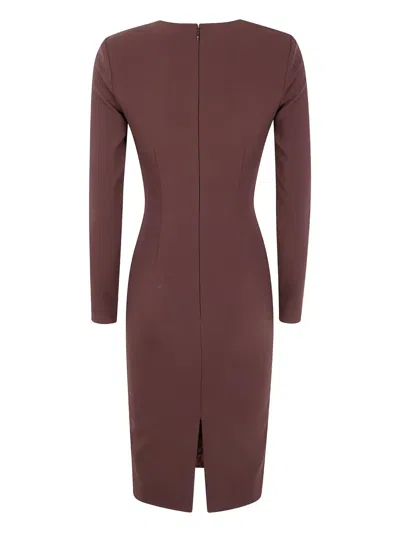 Elisabetta Franchi Midi Fit Dress In Brown