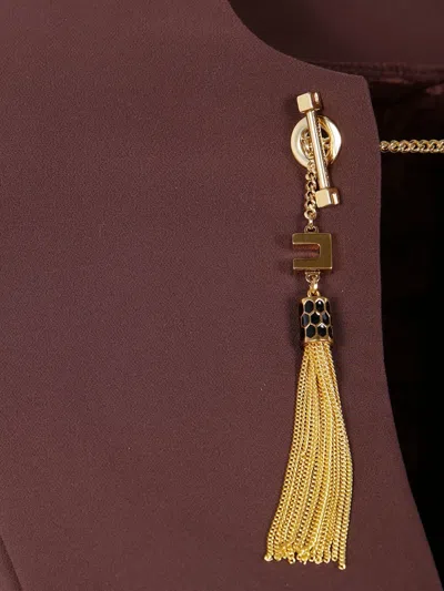 Elisabetta Franchi Midi Fit Dress In Brown