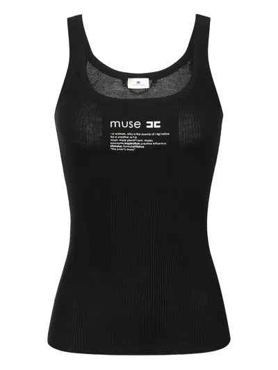 Elisabetta Franchi Sleeveless Top In Cotton In Black