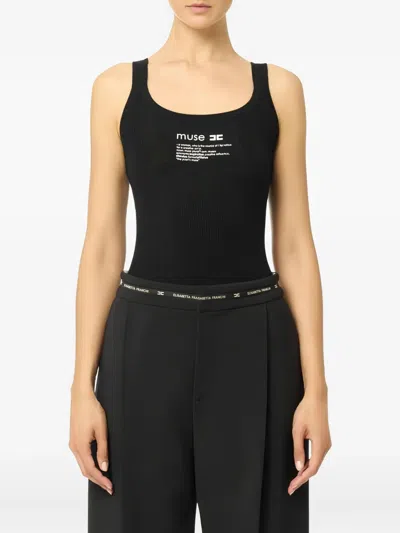 Elisabetta Franchi Sleeveless Top In Cotton In Black