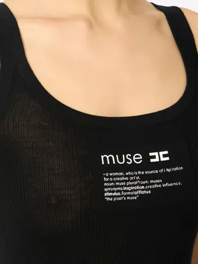 Elisabetta Franchi Sleeveless Top In Cotton In Black