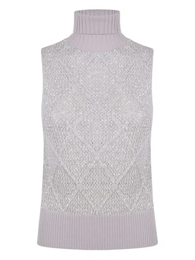 D Exterior D.exterior Rhombus Sequins Slim Top In Purple