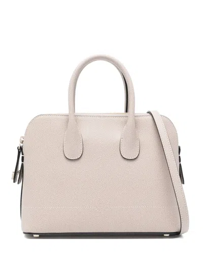 Valextra Mylogo Leather Tote Bag In Neutral