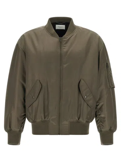 Saint Laurent Ter-repllent Serge Nylon Bomber Jacket In Brown