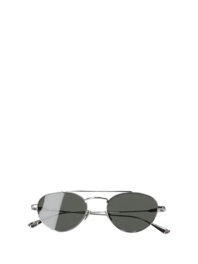 Saint Laurent Silver Aviator Sunglasses In Black