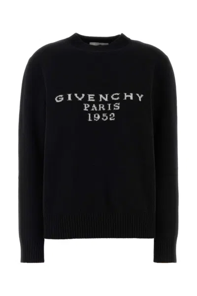 Givenchy Womens Black Brand-intarsia Round-neck Wool And Cashmere Sweater