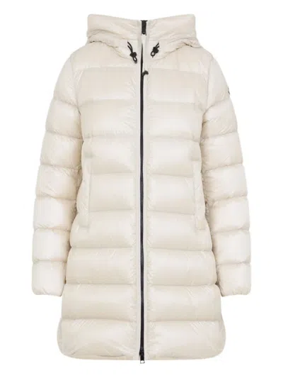Moncler Suyenne Hooded Mid-length Down Jacket Clothing In Neutral