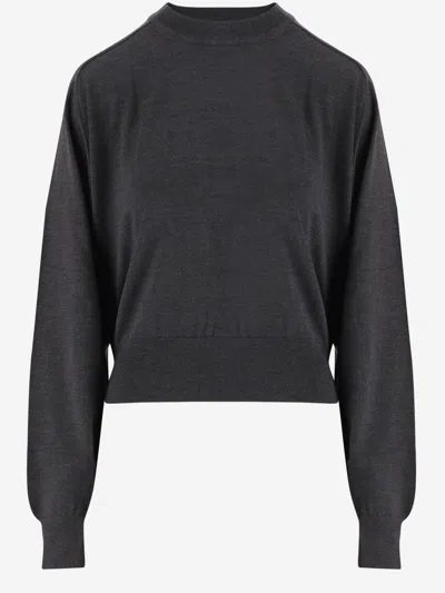 Jacquemus Sweater With Round Neck Brode In Merino Wool In Black