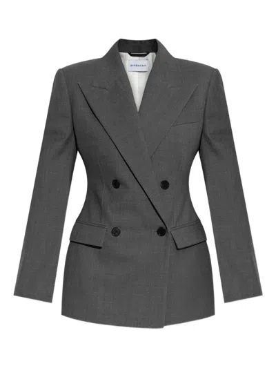 Givenchy Double-breasted Wool Structured Jacket Clothing In Gray