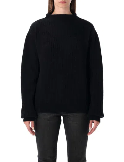 Rick Owens Knitwear With Long Sleeves And Open Back In Blue
