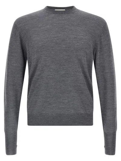 Ma'ry'ya Lightweight Knit Crew Neck Sweater In Gray