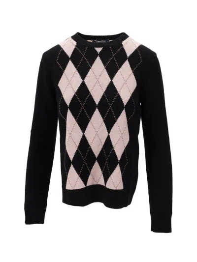 Max Mara Argyle Wool And Cashmere Sweater In Black
