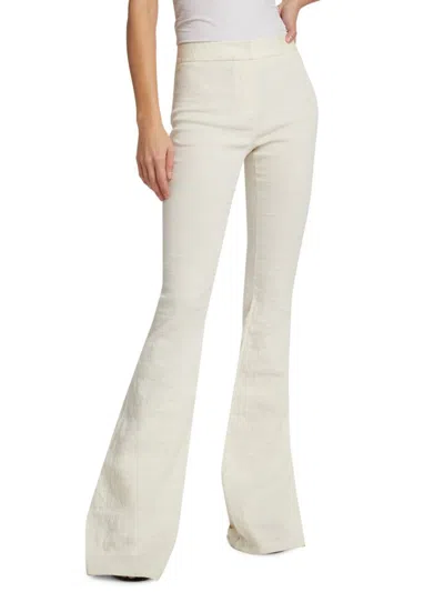 Brandon Maxwell The Fae Stretch Mid-rise Pant W/ Flared Hem In White
