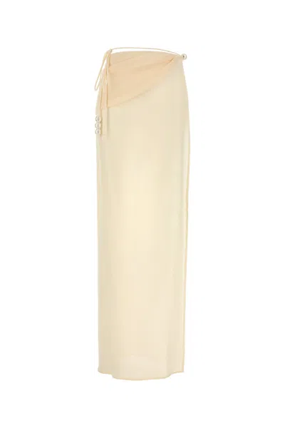 Magda Butrym Stretch Lyocell Blend Skirt Featuring Embellishments In Yellow