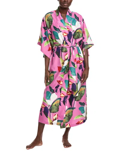 Natori Daido Charmeuse Robe In Pink