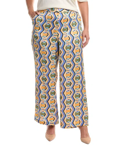 Tahari Asl Plus Size Printed Mid Rise Wide-leg Pants In Multi