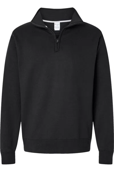 Champion Powerblend Quarter-zip Sweatshirt In Black