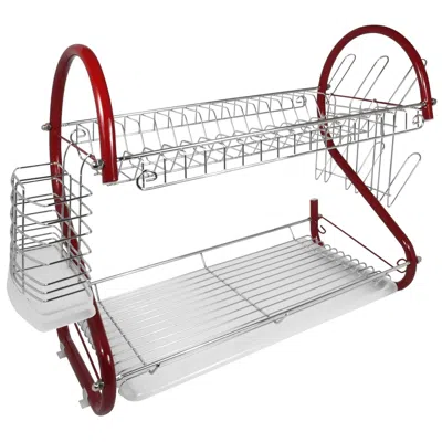 Proxxi Better Chef 22" 2-level Colored-chrome-plated S-shaped Dish Rack In Red