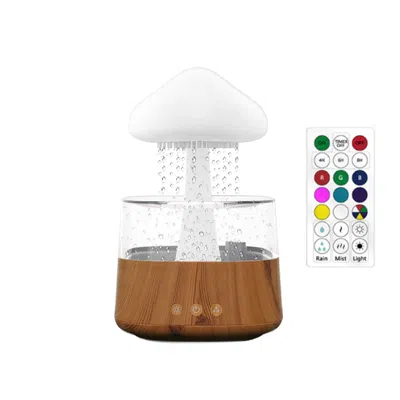 Proxxi Relax Cloud Rain Diffuser: Ultrasonic Aromatherapy Humidifier With Colorful Lamp In Brown
