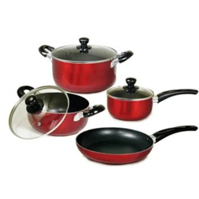 Proxxi Better Chef 7-piece Aluminum Non-stick Cookware Set With Bakelite Handles In Red