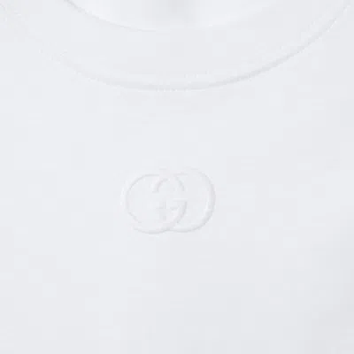 Gucci Cotton Jersey Top Crew Neck Short Sleeves In White