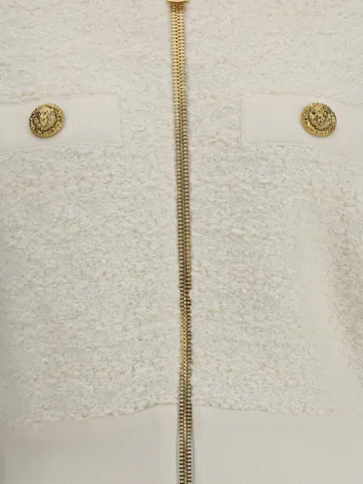 Balmain Batwing Zipped Tweed Bomber Jacket Clothing In Neutral