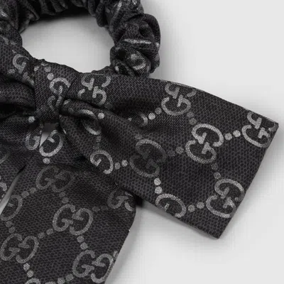Gucci Printed Silk Scrunchie In Black