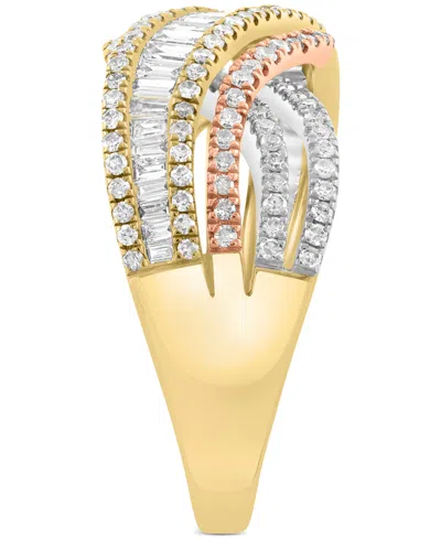 Effy Collection Effy Diamond Round & Baguette Crossover Ring (1 Ct. T.w.) In 14k Tricolor Gold In Gold