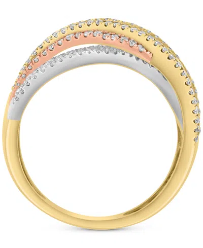 Effy Collection Effy Diamond Round & Baguette Crossover Ring (1 Ct. T.w.) In 14k Tricolor Gold In Gold