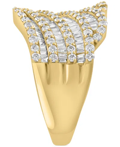 Effy Collection Effy Diamond Round & Baguette Multirow Diagonal Ring (1-3/8 Ct. T.w.) In 14k Gold In Gold