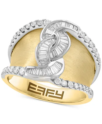 Effy Collection Effy Diamond Round & Baguette Concave Ring (5/8 Ct. T.w.) In 14k Two-tone Gold In Gold