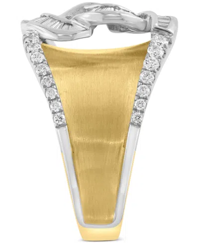 Effy Collection Effy Diamond Round & Baguette Concave Ring (5/8 Ct. T.w.) In 14k Two-tone Gold In Gold
