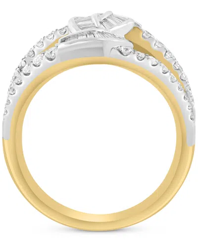 Effy Collection Effy Diamond Round & Baguette Concave Ring (5/8 Ct. T.w.) In 14k Two-tone Gold In Gold