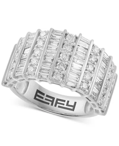 Effy Collection Effy Diamond Round & Baguette Multirow Statement Ring (1-7/8 Ct. T.w.) In 14k White Gold In Silver