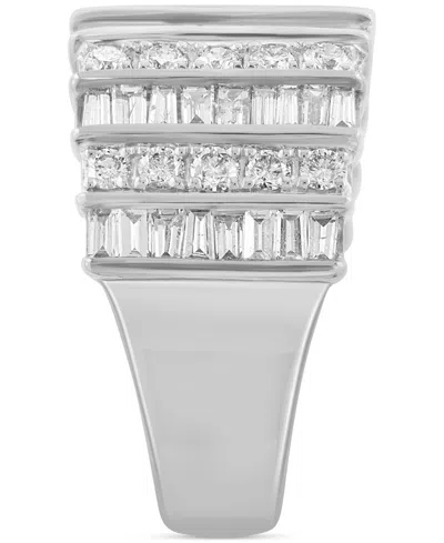 Effy Collection Effy Diamond Round & Baguette Multirow Statement Ring (1-7/8 Ct. T.w.) In 14k White Gold In Silver