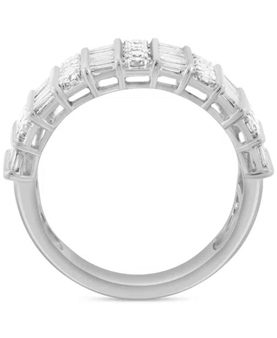 Effy Collection Effy Diamond Round & Baguette Multirow Statement Ring (1-7/8 Ct. T.w.) In 14k White Gold In Silver