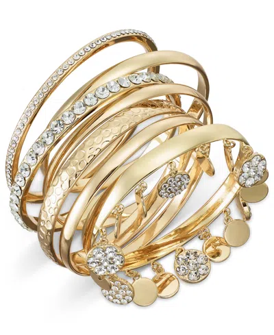 Inc International Concepts Gold-tone 7-pc. Set Crystal Bangle Bracelets, Exclusively At Macy's In Gold
