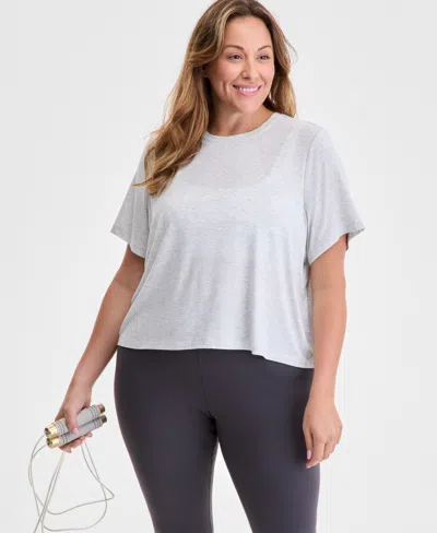 Id Ideology Plus Size Crewneck Short-sleeve T-shirt, Exclusively At Macy's In Silver
