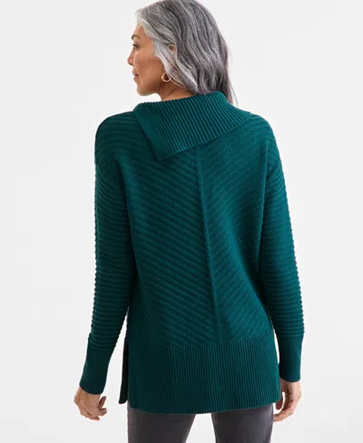 Style & Co Women's Envelope-neck Tunic Sweater, Created For Macy's In Green