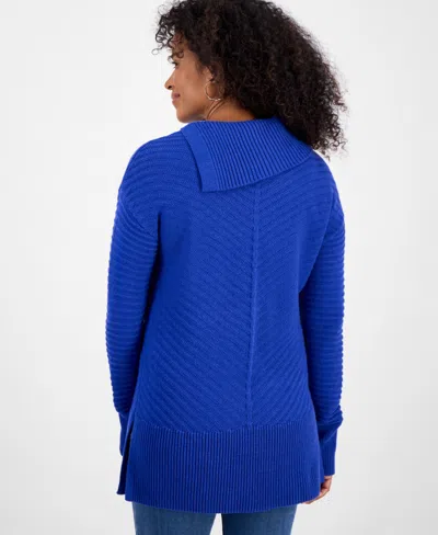 Style & Co Women's Envelope-neck Tunic Sweater, Created For Macy's In Black