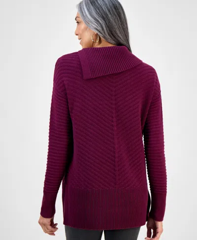 Style & Co Women's Envelope-neck Tunic Sweater, Created For Macy's In Burgundy