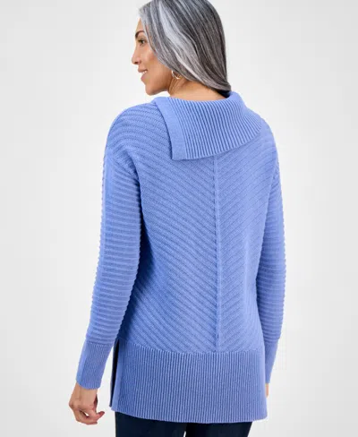 Style & Co Women's Envelope-neck Tunic Sweater, Created For Macy's In Blue