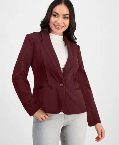 Inc International Concepts Petite Ponte Blazer, Created For Macy's In Burgundy