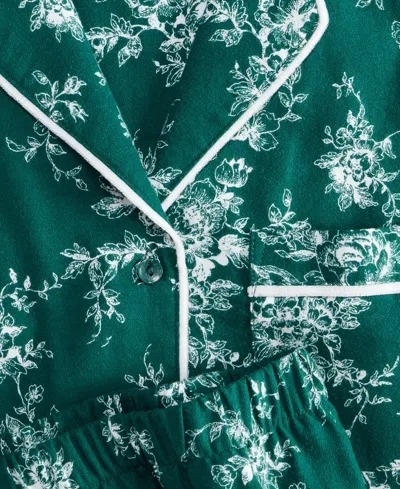 Charter Club Women's 2-pc. Cotton Flannel Packaged Pajamas Set, Created For Macy's In Green