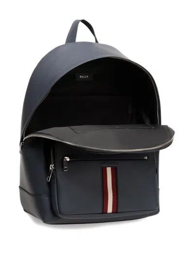 Bally Ribbon-detail Leather Backpack In Blue