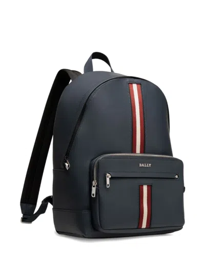 Bally Ribbon-detail Leather Backpack In Blue